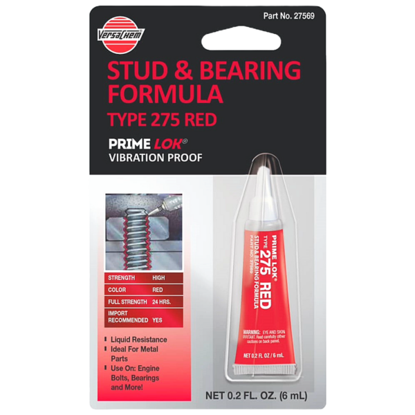 VERSACHEM THREADLOCKER FORMULA TYPE 275 RED 0.2 OZ